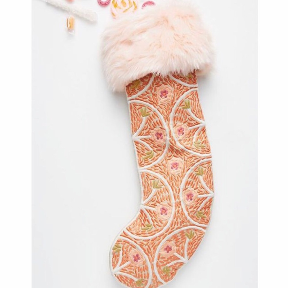 Anthropologie Marjorie Embroidered Stocking